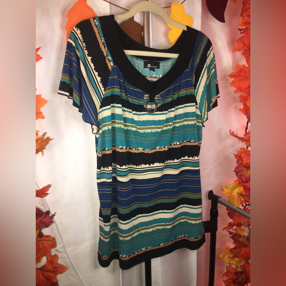AB Studio | Women’s Colorful Striped Blouse Top